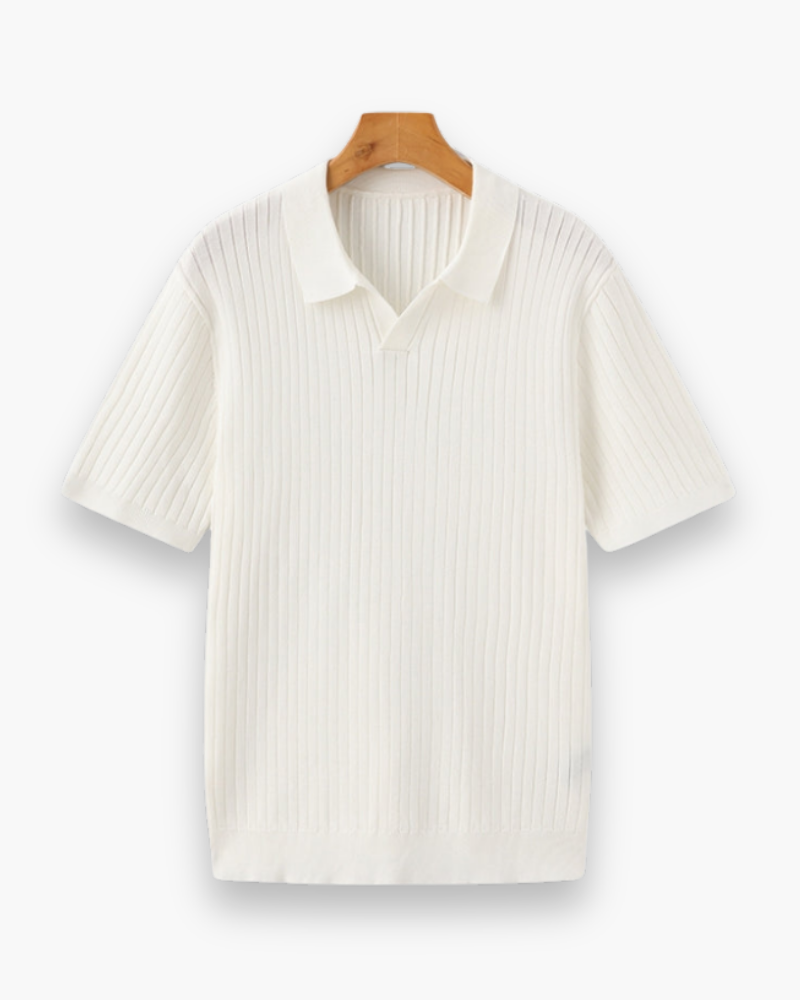 Męskie Eleganckie Poloshirt | Klasyczny Prążkowany Design 0