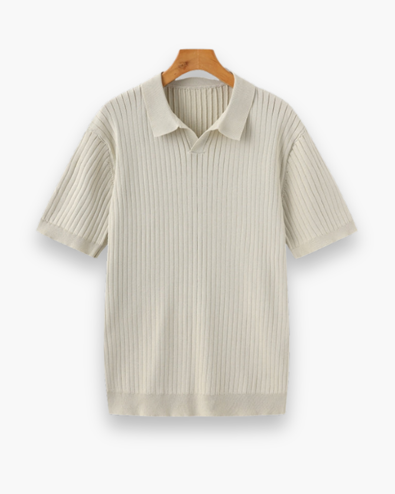 Męskie Eleganckie Poloshirt | Klasyczny Prążkowany Design 1