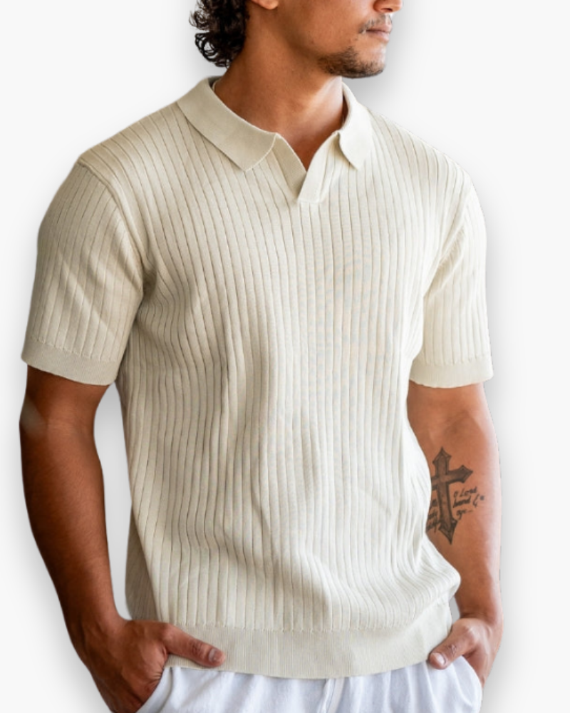 Męskie Eleganckie Poloshirt | Klasyczny Prążkowany Design 2
