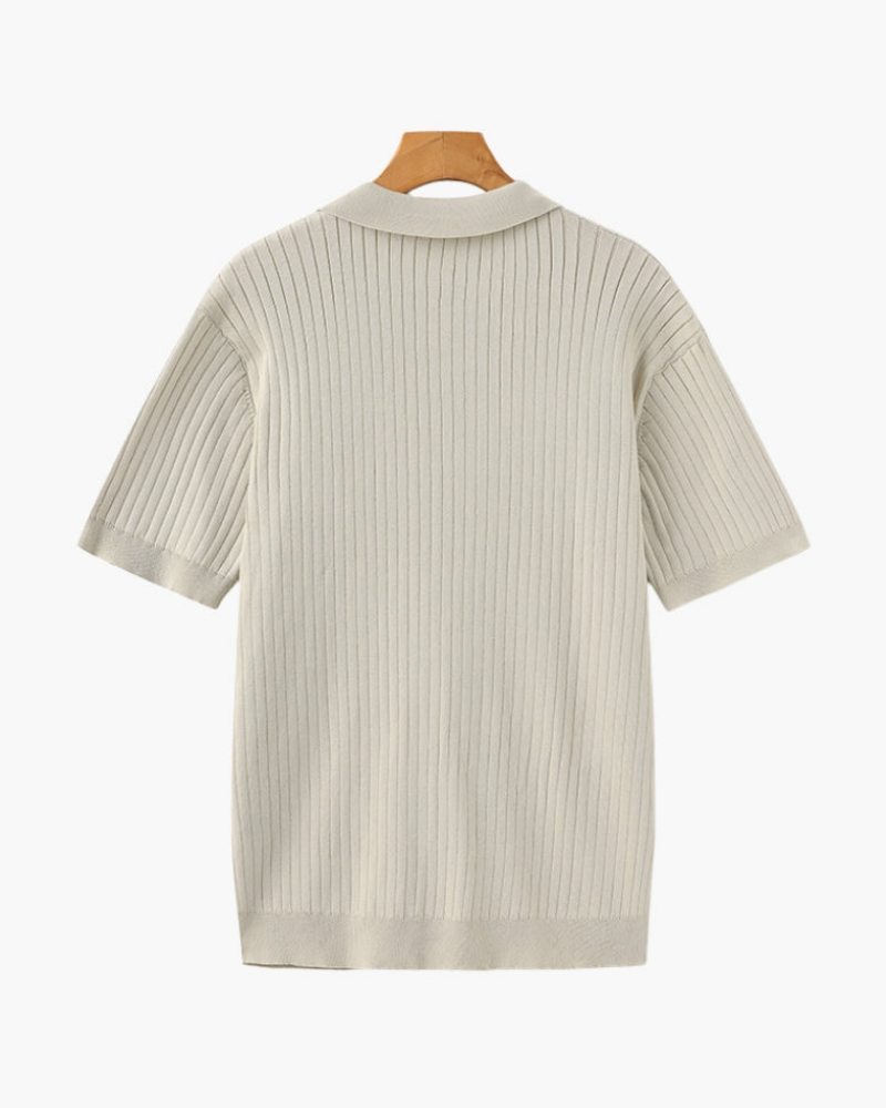 Męskie Eleganckie Poloshirt | Klasyczny Prążkowany Design 3